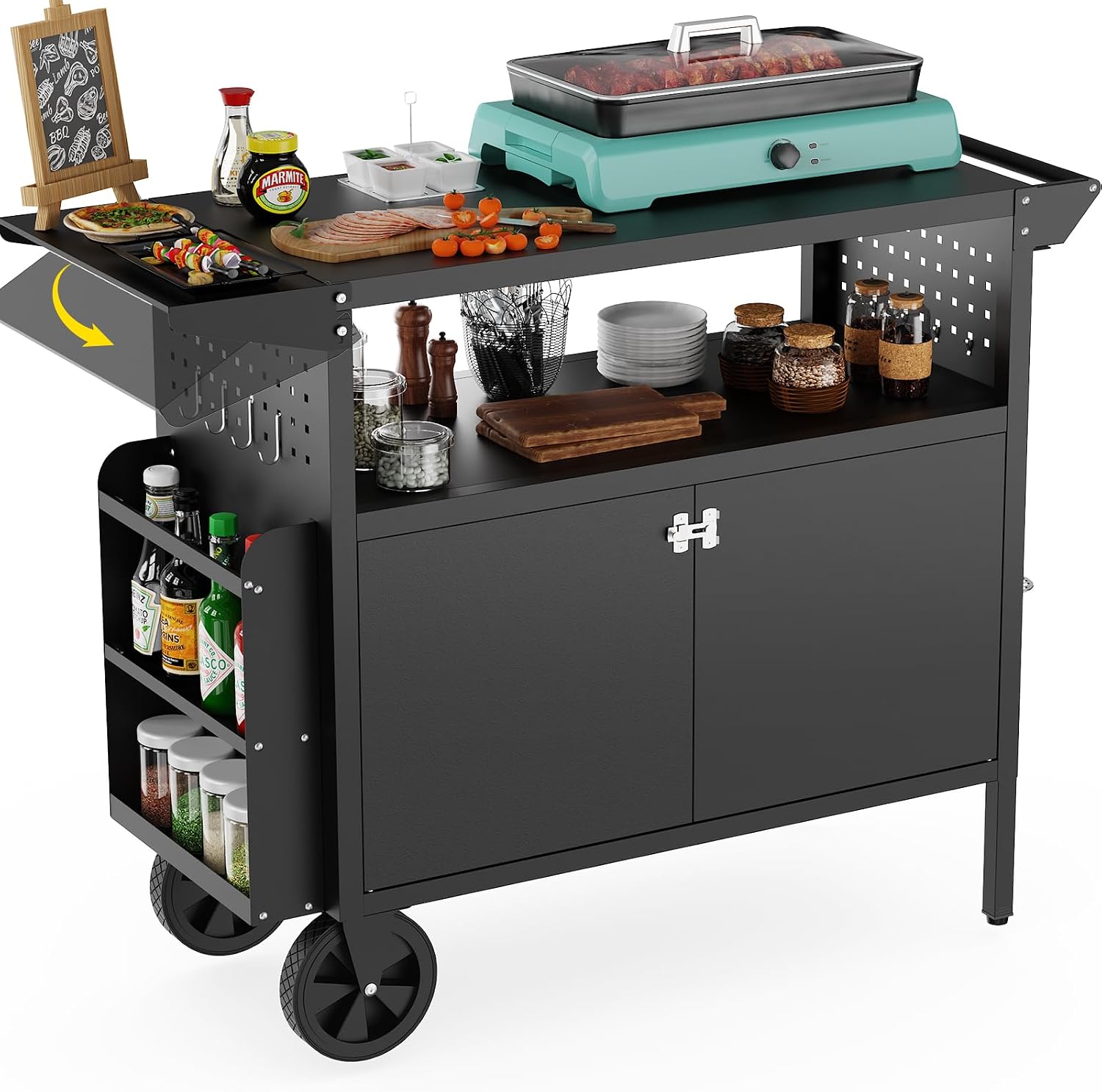 Kitchen Appliances Organizer - Table de barbecue d'extérieur avec rangement,